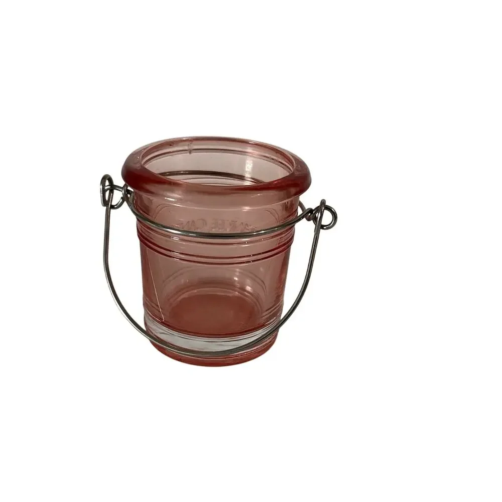 Yankee Candle Pink glass Color Mini Pail Bucket Candle Tealight Holder Glass